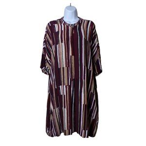 KIN by John Lewis Tunic Dress Abstract Striped Oversized Lagenlook Pockets #328